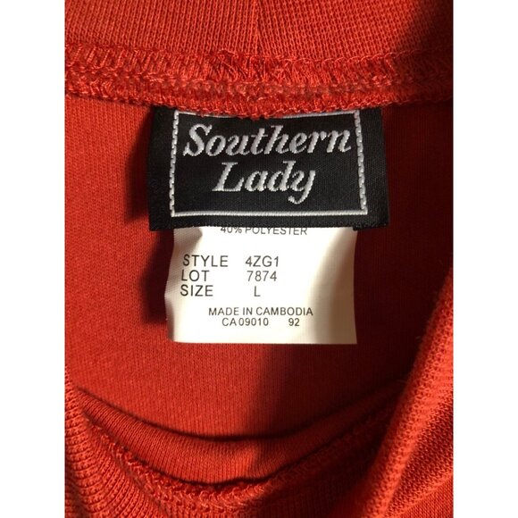 Southern Lady Womens Long Sleeve Mock Neck Top Rust Red L - Picture 5 of 10